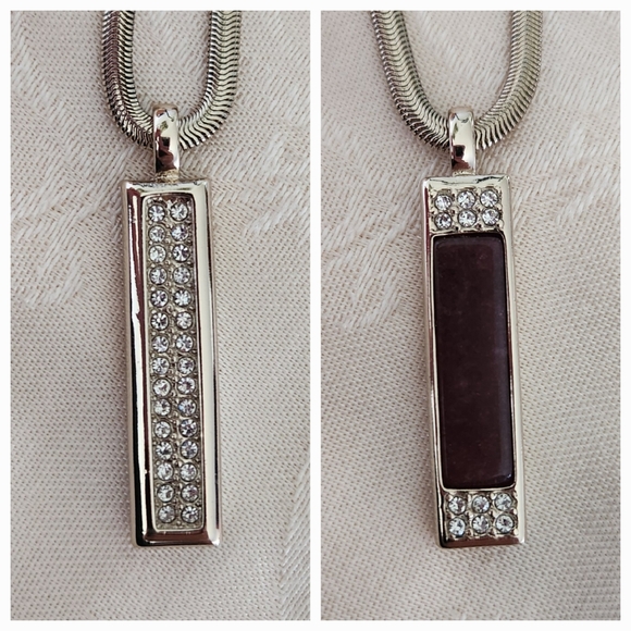 WHBM long snake chain rhinestone necklace - Picture 1 of 6